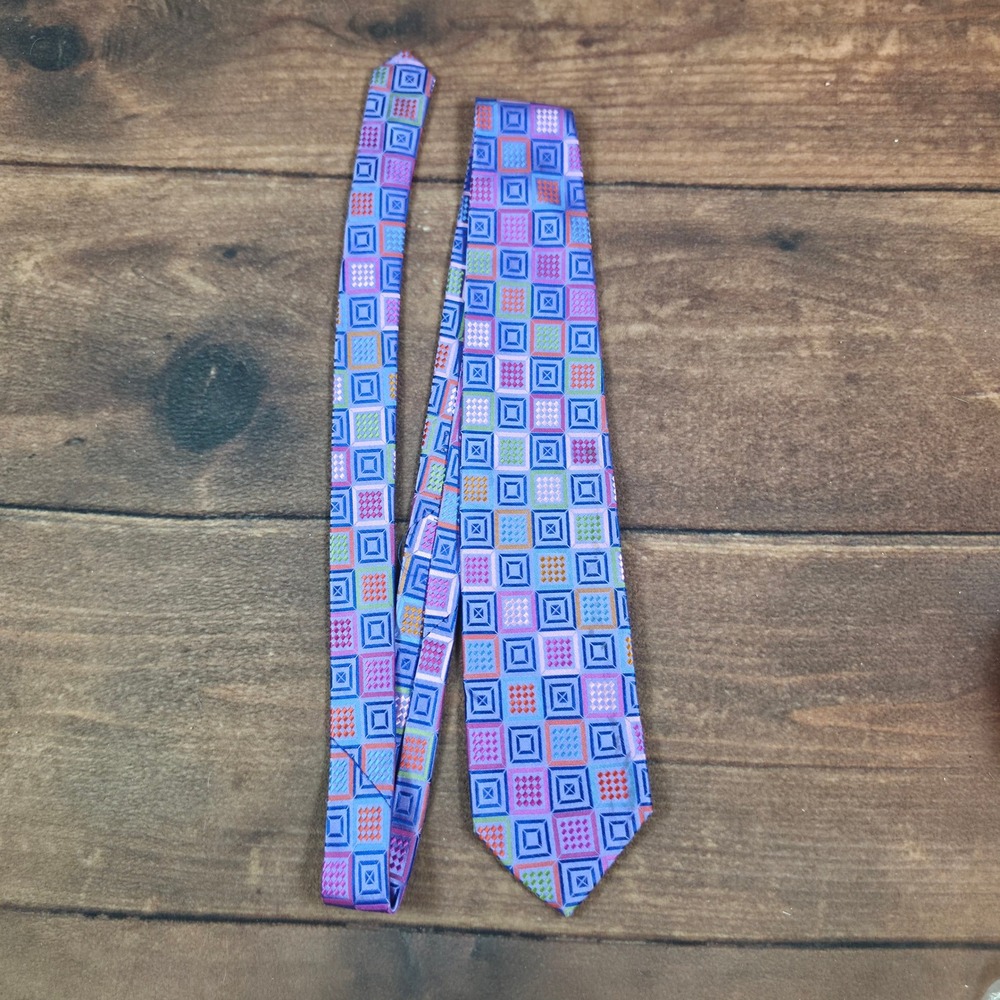 Robert Talbott Silk Necktie Mens OS Purple Good Geometric Best of Class USA